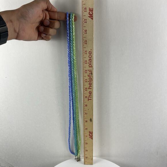 Nolan Miller LOT Glass - Green, Turquoise, Blue Bugle Bead Necklaces 36" signed - Picture 4 of 5